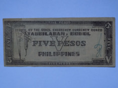 FILIPINE 5 PESOS 1942 VF foto