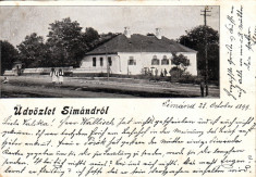 Romania, Simand (Arad) carte postala circulata 1899: Detaliu, animat foto