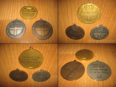 Medalii Vintage Karate Danemarca 1994-98, metal aurit, argintiu si bronzuit foto