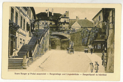 3222 - SIBIU, Bridge, carriage - old postcard - unused foto