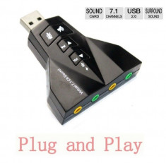 Placa de sunet / audio dual 2in1 externa 3D digital 7.1 CH sound conectare USB foto