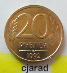 Moneda 20 Ruble - Rusia 1992 *cod 1604 UNC foto