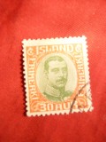 Timbru 30 aur rosu si verde 1920 Islanda , stampilat