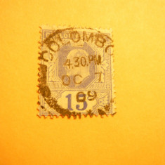 Timbru 15C ultramarin Eduard VII ,fil.CAmultiplu 1903 Ceylon ,stampilat