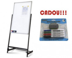 FLIPCHART MAGNETIC STANDARD DUO BBNU 70x100 cm + CADOU!!! (SET 4 MARKER WHITEBOARD + BURETE) foto