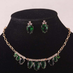 Set de bijuterii placat Aur 14k , Green Crystal cod 716 foto