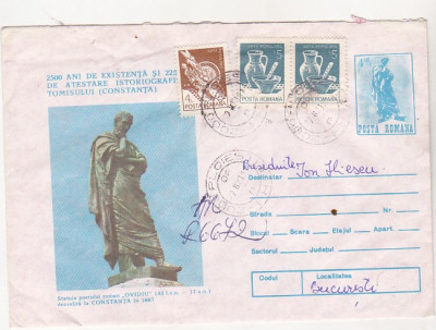 BNK fil Intreg postal 1991 - Constanta - Statuia lui Ovidiu - circulat foto