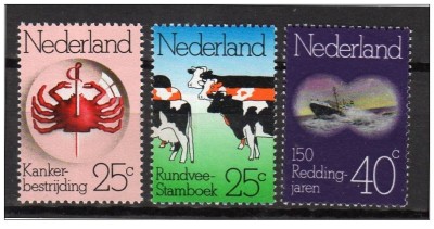 OLANDA 1974 FAUNA , ANIMALE SERIE COMPLETA NESTAMPILATA foto
