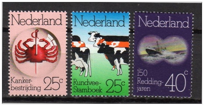 OLANDA 1974 FAUNA , ANIMALE SERIE COMPLETA NESTAMPILATA