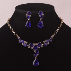 Set de bijuterii placat Aur 14k, Royal Blue Sapphire :cod B743 foto