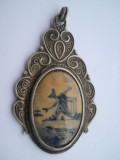 MEDALION argint PORTELAN DELFT 1900 OLANDA splendid RAR vintage SUPERB