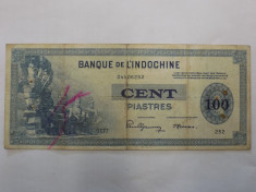 INDOCHINA FRANCEZA 100 Francs 1945 F+++/VF foto