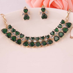 Set de bijuterii placat Aur 14k , Green Crystal cod B733 foto