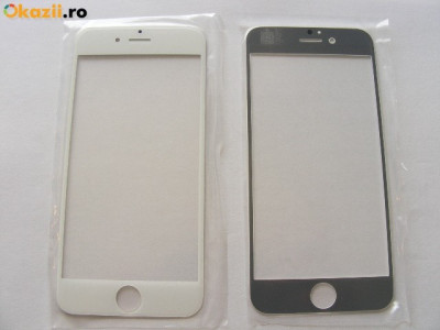 Geam Iphone 6 6 plus alb negru touchscreen ecran + folie sticla tempered glass foto