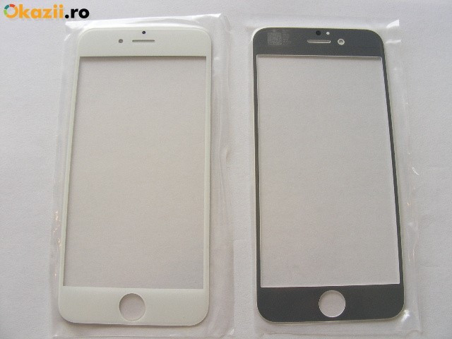 Geam Iphone 6 6 plus alb negru touchscreen ecran + folie sticla tempered glass