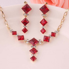 Set de bijuterii placat Aur 14k , Red Crystal cod 722 foto