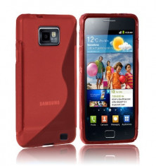 Husa Samsung i9100 Galaxy S2 / i9105 Galaxy S2 Plus Silicon Gel Tpu S-Line Rosie + Folie Ecran Inclusa foto
