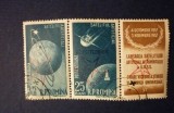 ROMANIA 1958 - SATELITI ARTIFICIALI, TRIPTICURI CU SUPRATIPAR RASTURNAT, F107