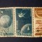 ROMANIA 1958 - SATELITI ARTIFICIALI, TRIPTICURI CU SUPRATIPAR RASTURNAT, F107