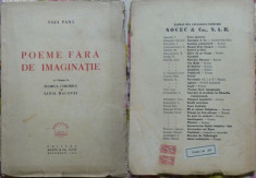 Sasa Pana , Poeme fara de imaginatie , 1947 , editia 1 cu ilustratii , avangarda foto