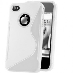 Husa Apple iPhone 4 / iPhone 4S Silicon Gel Tpu S-Line Alba + Folie Ecran Inclusa foto