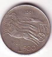 moneda argint -500 lire 1961 -ITALIA foto