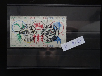 Bloc 6 timbre Germania stampilate: Jocurile Olimpice Tokyo 1964-DDR #1 foto