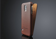 Husa protectie piele Samsung Galaxy S5 / S5 NEO lux, flip cover, culoare: MARO foto