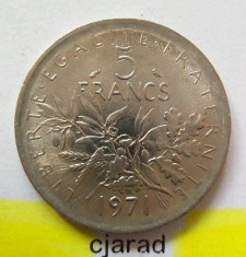 Moneda 5 Franci - Franta, anul 1971 *cod 1722 foto