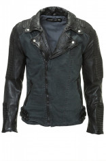 Geaca de Piele Barbati Freaky Nation Neagra Mad Max foto