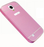 Husa roz din aluminiu spate acrilic Samsung Galaxy S4 i9500 i9505 + folie, Metal / Aluminiu