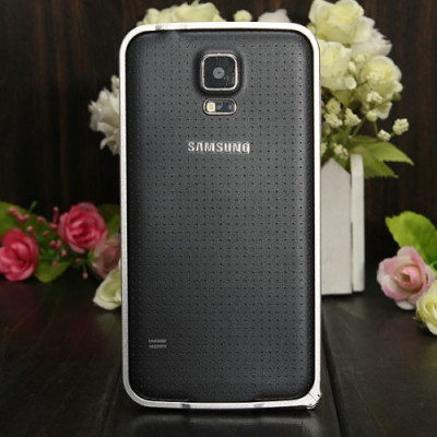 Bumper argintiu aluminiu Samsung Galaxy S5 G900 i9600 + folie protectie ecran foto