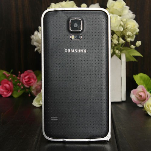 Bumper argintiu aluminiu Samsung Galaxy S5 G900 i9600 + folie protectie ecran