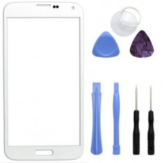 Sticla alba display fata pentru Samsung Galaxy S5 alb kit scule si folie adeziv foto