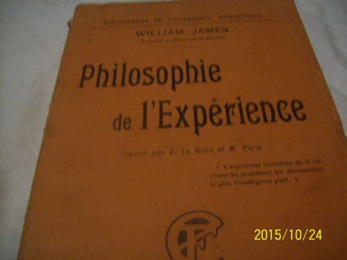 philosophie de l&#039; experience- william james- 1917- lb. franceza