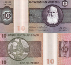 BRAZILIA 10 cruzeiros ND 1974 UNC!!! foto