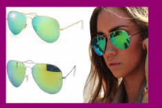 Ochelari de soare Bicolor TIP OGLINDA Verde/Lime + CADOU SACULET foto