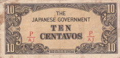 OCUPATIA JAPONEZA IN FILIPINE 10 centavos 1942 VF-/VF!!! foto