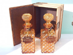 Sticle whisky cognac de colectie in cutie carte foto