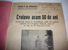 Profesor N. Gh. Dinculescu - Craiova acum 50 de ani (1934)- autograf, dedicatie foto