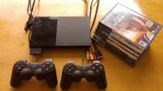 Vand consola playstation 2 / ps2 slim, 2 joystick-uri, card , 7 jocuri originale foto