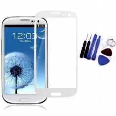 Sticla display fata pentru Samsung Galaxy S3 i9300 alb + kit unelte + folie foto