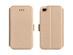 Husa iPhone 4 4S Flip Case Inchidere Magnetica Gold foto