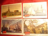 Set 10 Ilustrate de autor -Republicile Sovietice , cu drapele , URSS