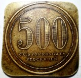 C.171 SUEDIA JETON 500 C.C. SPORRONG &amp; CO STOCKHOLM CONTRAMARCA CP 30,5mm