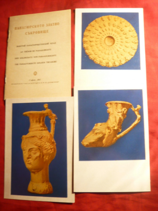 Set 7 Ilustrate -Tezaurul Tracic de Aur Panagurichte Bulgaria 1961 +carnet expli