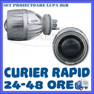 KIT PROIECTOARE LUPA LUPE BIXENON 2GB - ANGEL EYES ALB - PENTRU ORICE FAR foto