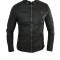 Geaca tip Zara Man , Piele Eco , Neagra , Motto, Toate Masurile Imblanita D49