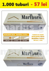 1.000 tuburi Marlboro GOLD - Multiflitru Carbon / pentru umplut tigari cu tutun foto