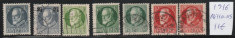 Bayern - timbre stampilate - 1916 mi mr 110-115 - varietati culoare foto